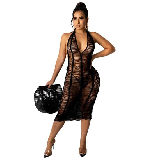 Tempting Crochet Backless Dress