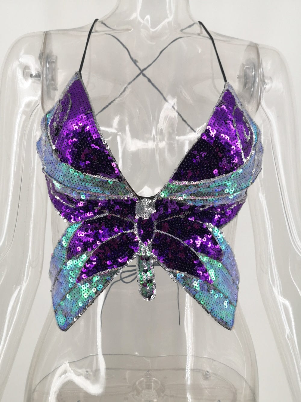 Butterfly Sequin Halter Top