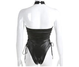 Trisha Leather Bodysuit Top
