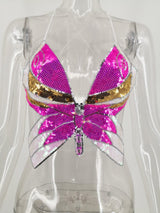 Butterfly Sequin Halter Top