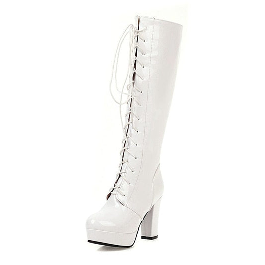 Ivanna Leather Knee-High Heel Boots