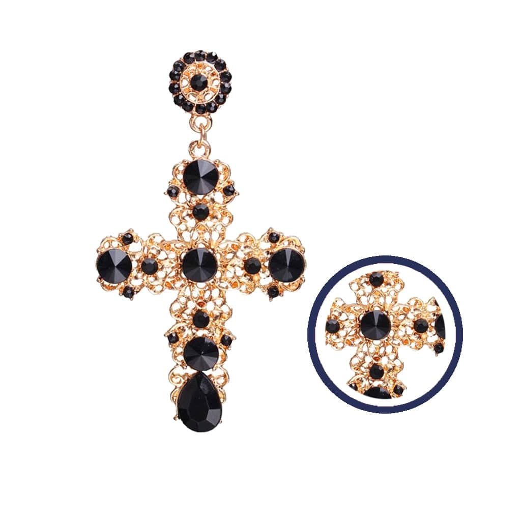 Passion Crystal Cross Drop Earrings