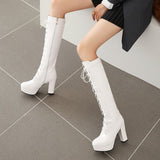 Ivanna Leather Knee-High Heel Boots