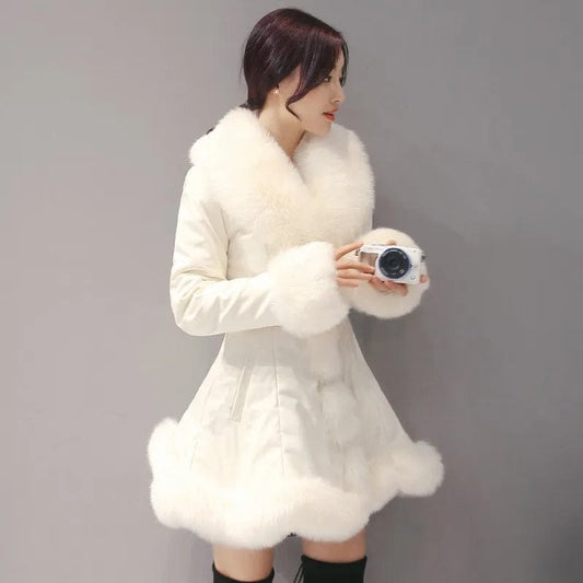 Farina Fur Collar Leather Coat