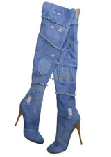 Desire Denim Wedge Platform Boots