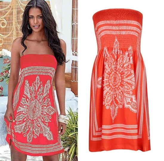 Jara Strapless Bohemian Dress