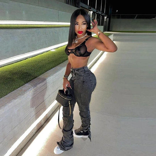 Ivannah Baddie Style Ruched Jeans