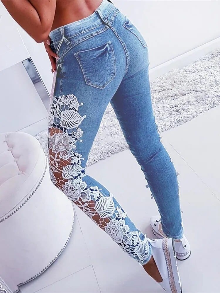 Poppy Lace Floral Jeans