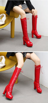 Ivanna Leather Knee-High Heel Boots
