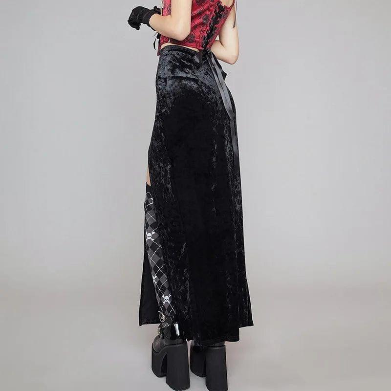 Stormi Velvet Double Bow Long Skirt