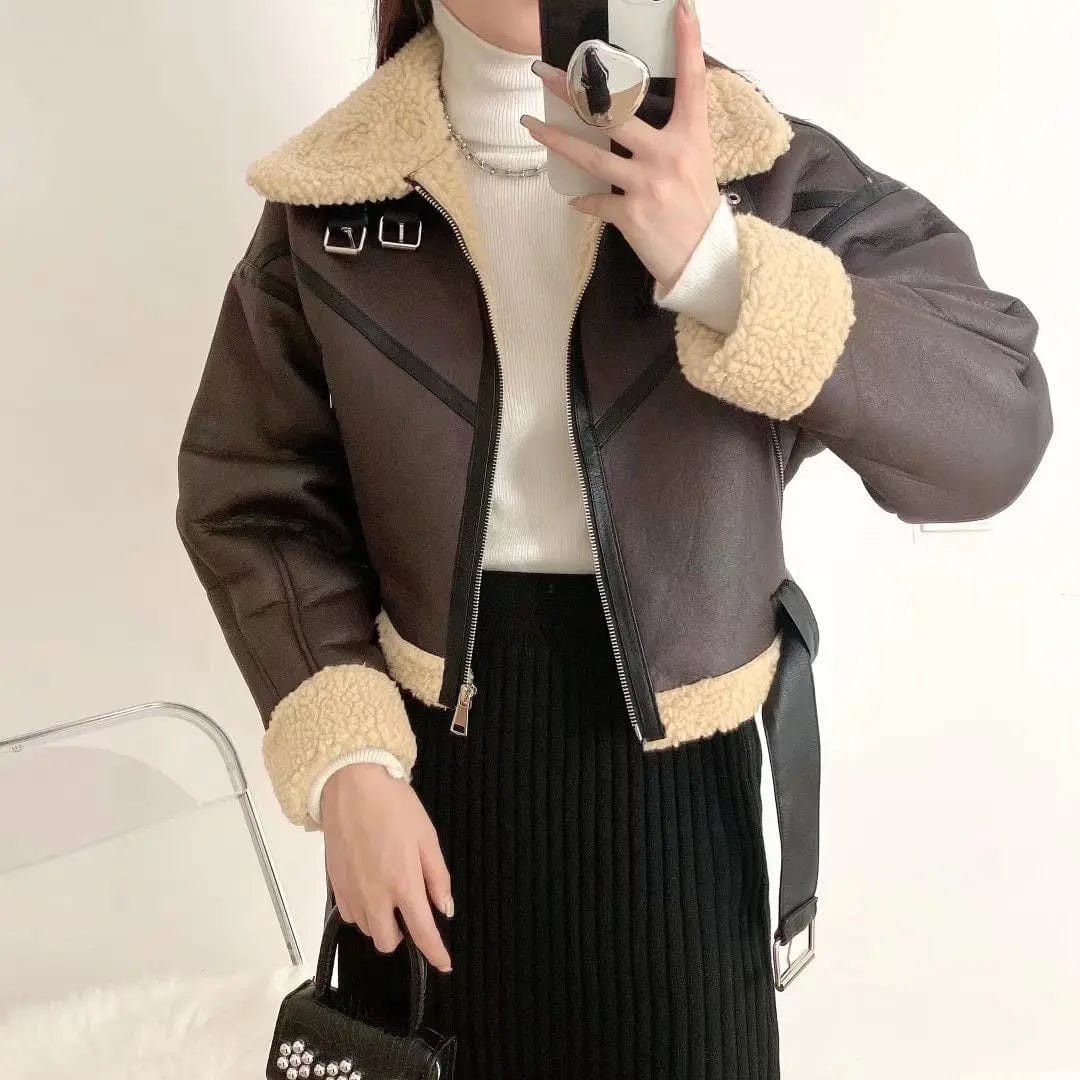 Aspyn Leather Fur Short Jacket
