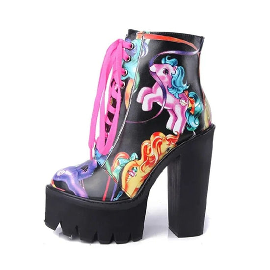 Tessa Unicorn Ankle Heel Boots