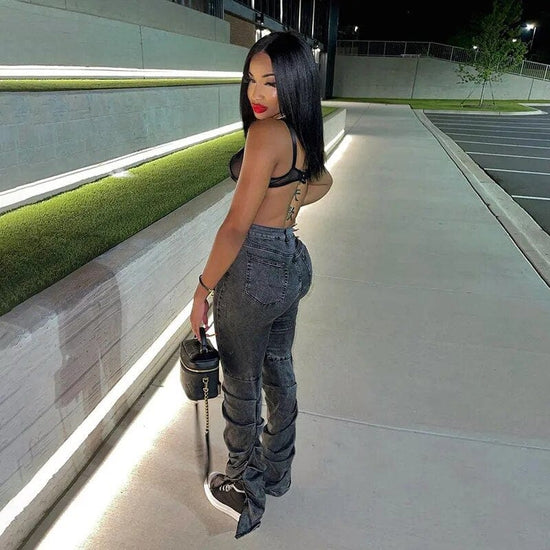 Ivannah Baddie Style Ruched Jeans