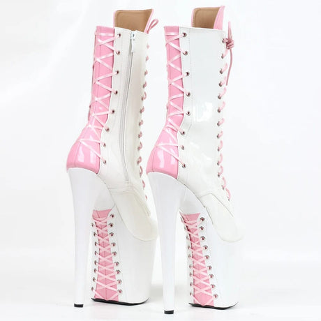 Angel Leather Platform High Heel Ankle Boots -  8 Inch