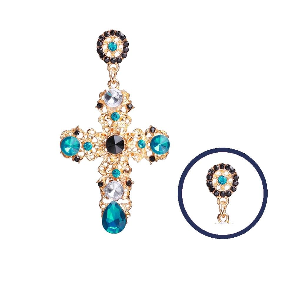 Passion Crystal Cross Drop Earrings