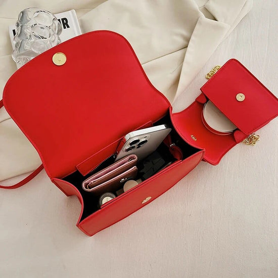 Bia Bow Leather Bag Set (2 Pcs)
