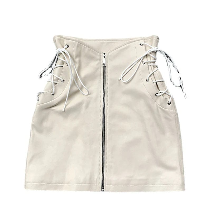 Kaia High Waist Genuine Leather Skirt