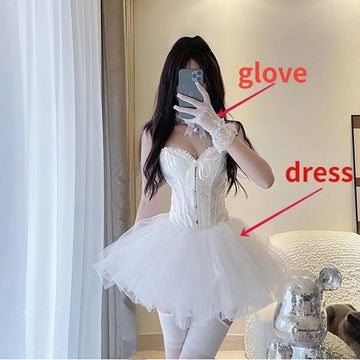 White Dress + gloves