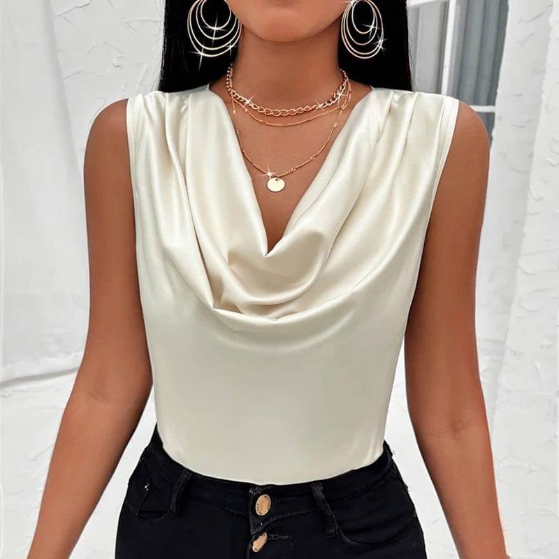 Elegant Sleeveless Satin Blouse