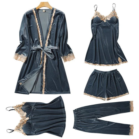 Valerie Velour Pajamas Set - 5 Pcs