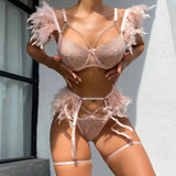 Sweet Feather Lingerie Set - 3-Piece