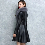 Claire Leather Fur Collar Coat