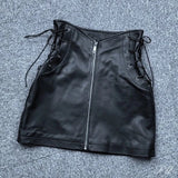 Kaia High Waist Genuine Leather Skirt