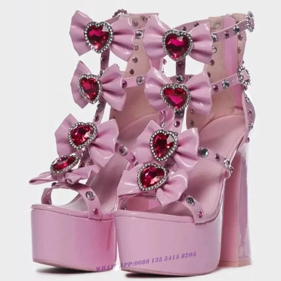 Sweet Hearts Leather High Heels