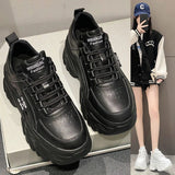 Tagged Thick Leather Sneakers