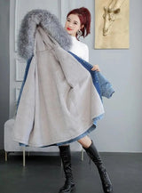 Highness Fur Collar Denim Coat