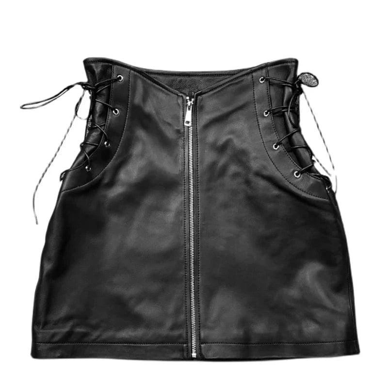 Kaia High Waist Genuine Leather Skirt