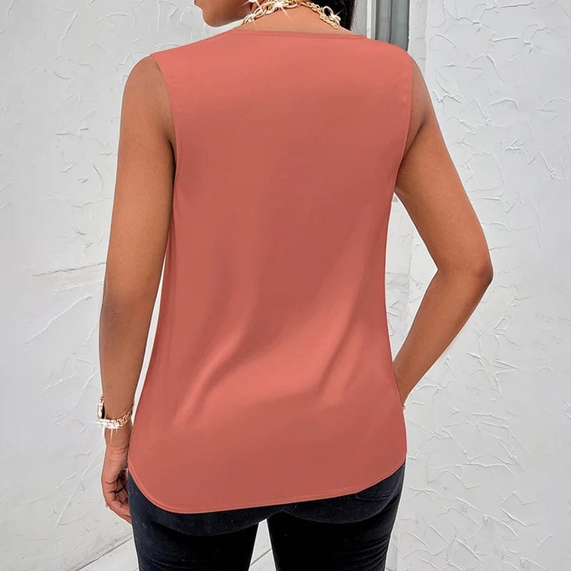 Elegant Sleeveless Satin Blouse