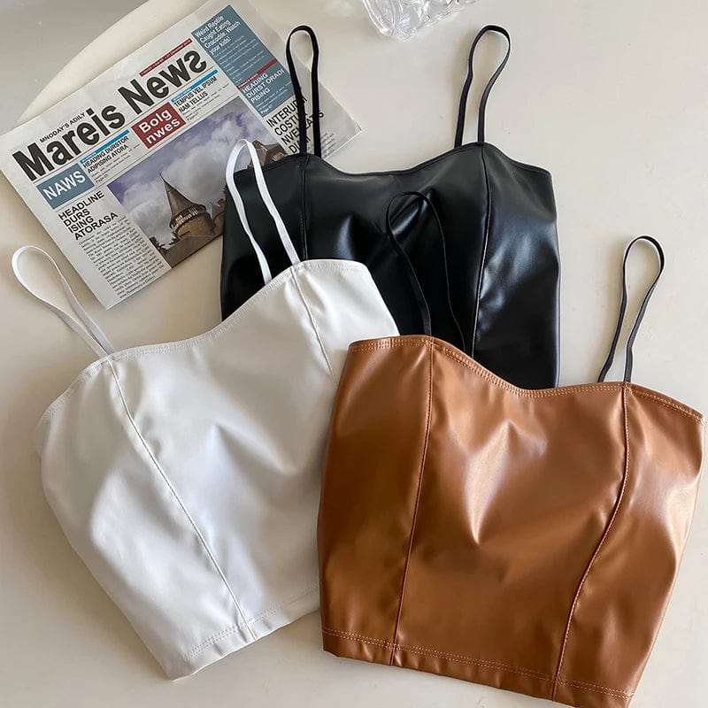Mary Leather Crop Top
