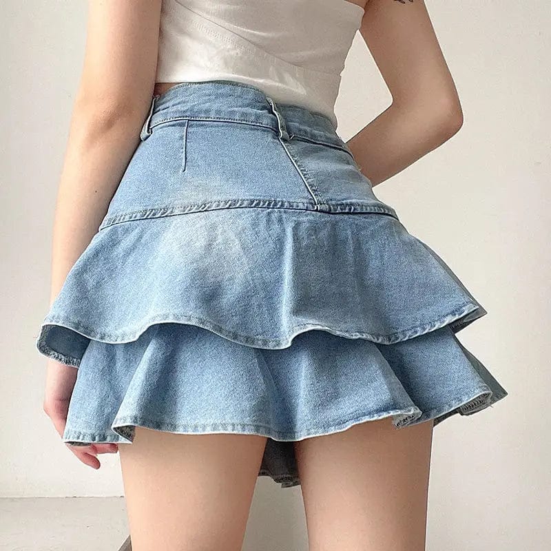 Ruth Vintage Denim Ruffle Skirt