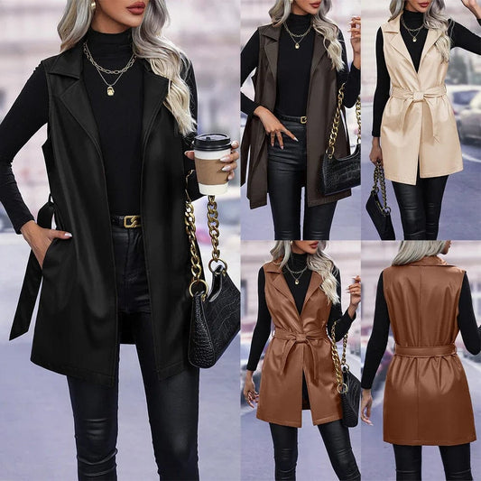 Melissa Long Leather Vest Coat