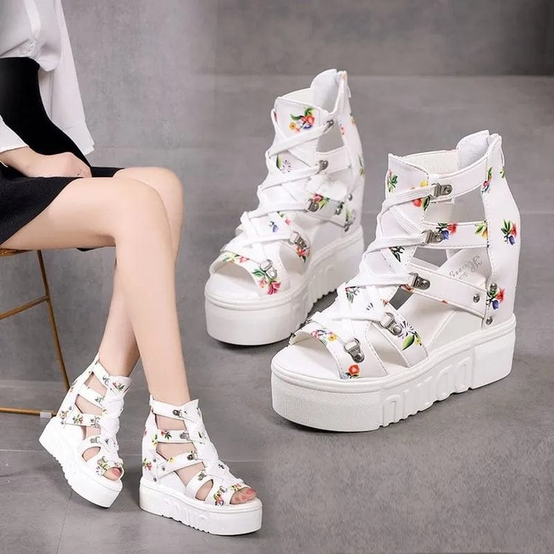 Dana Floral Platform Heeled Sandals