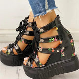 Floral Chic Wedge Sandals