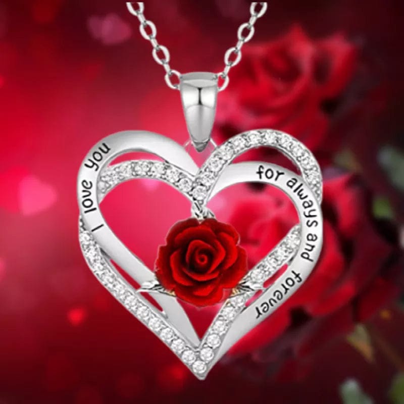 "I Love You Always And Forever' Rose Necklace