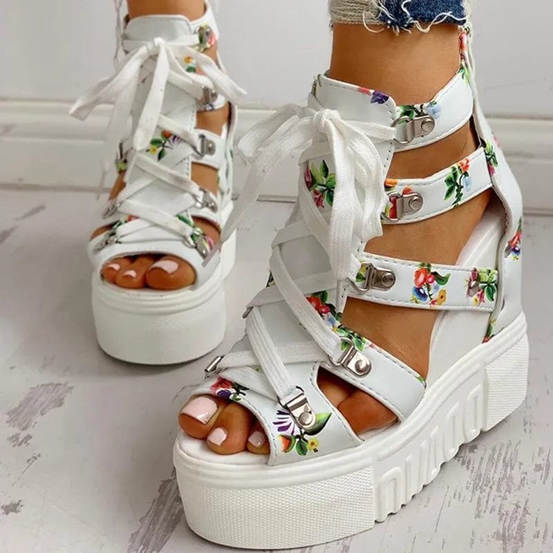 Floral Chic Wedge Sandals