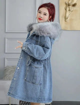 Highness Fur Collar Denim Coat