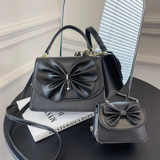 Bia Bow Leather Bag Set (2 Pcs)