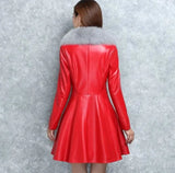 Claire Leather Fur Collar Coat