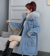 Highness Fur Collar Denim Coat