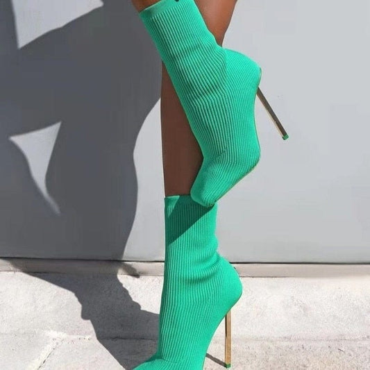 Lily Stiletto Knit Boots