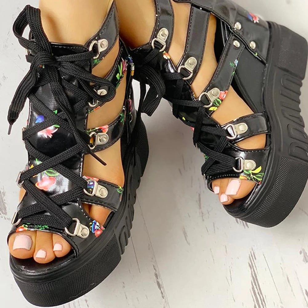 Floral Chic Wedge Sandals