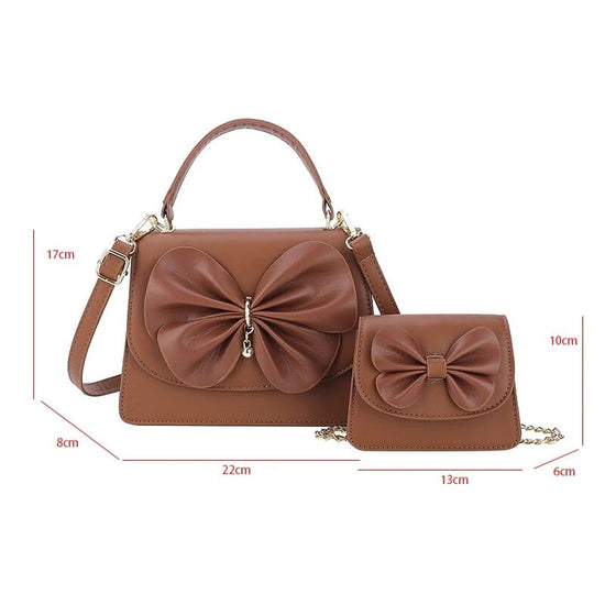 Bia Bow Leather Bag Set (2 Pcs)