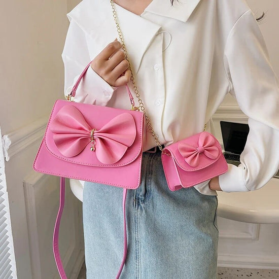 Bia Bow Leather Bag Set (2 Pcs)