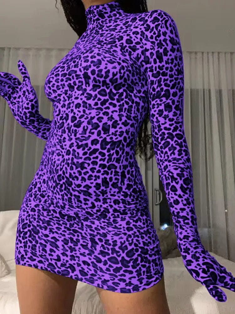 Linda Leopard Mini Dress With Gloves