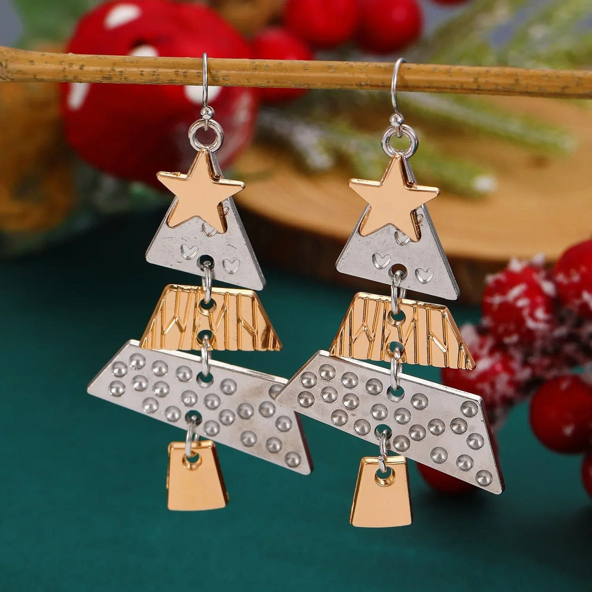 Christmas Tree Pendant Earrings-Necklace Set