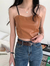 Mary Leather Crop Top